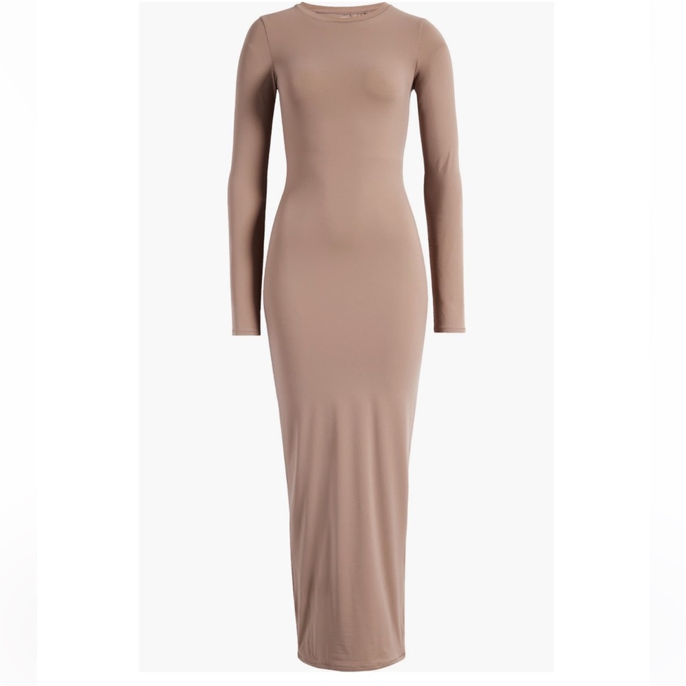 SKIMS FITS EVERYBODY CREW NECK LONG SLEEVE DRESS